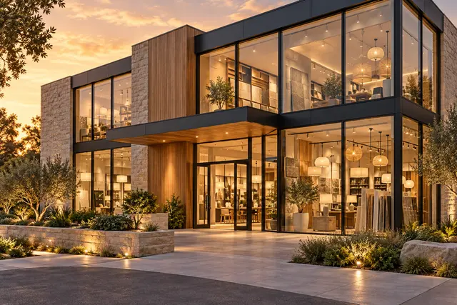 Arquitectura comercial ilustrativa, no representa una sede real